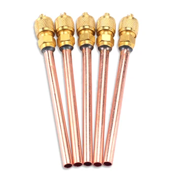 

10pcs 6mm OD Copper Tube Filling Parts Air Conditioner Refrigeration Access Valves Filling Parts