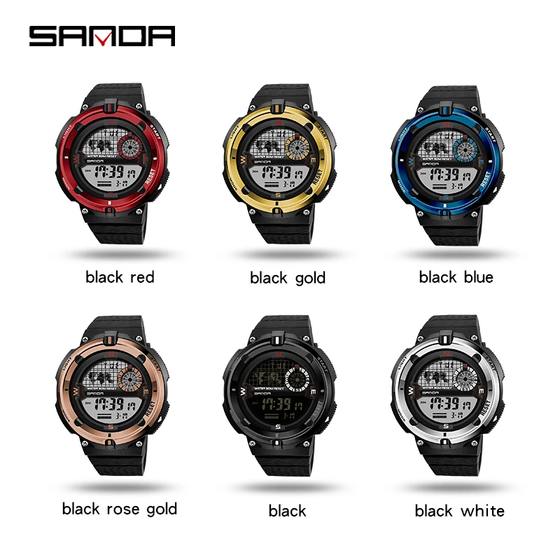 SANDA мужские часы люксовый бренд светодиодные цифровые армейские часы мужские спортивные часы будильник секундомер часы-карта мужские часы