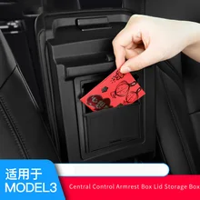 

For Tesla Model 3 Y 2021 Privacy Box Armrest Cover Hidden Storage Car Accessory Black Auto Protection