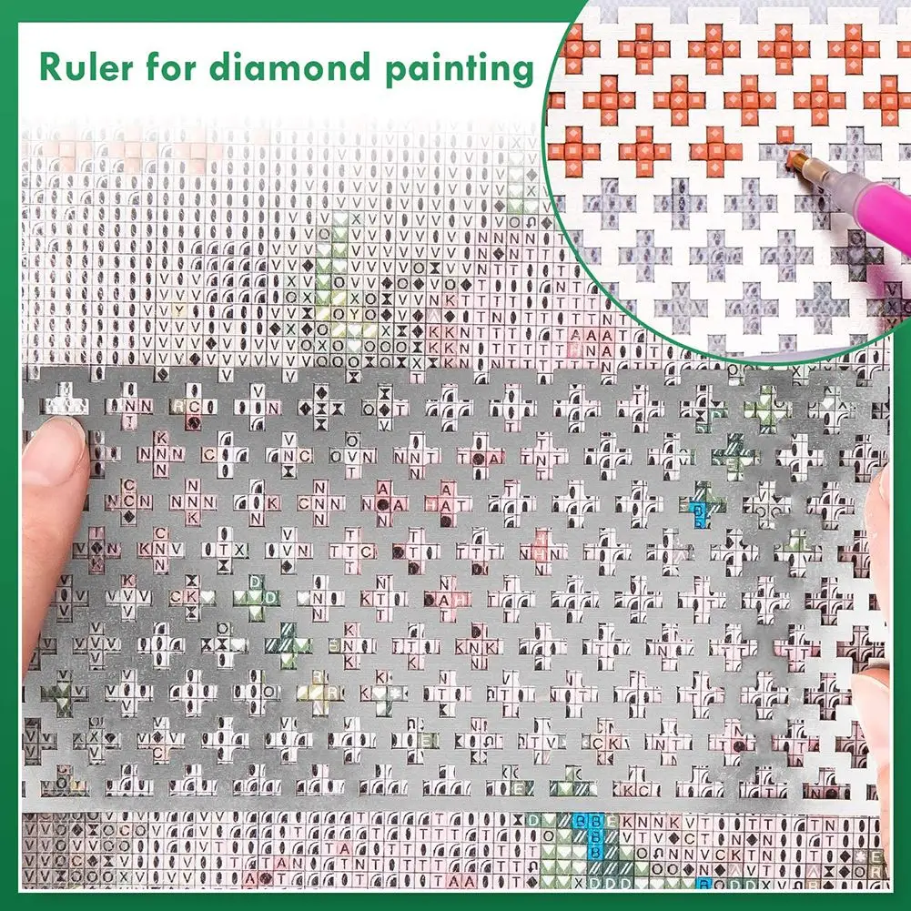 Diamond Painting Accessories Diamond Painting Tool Set Square Painting Tool Ruler Stainless Steel DIY Drawing Ruler Blank Grids For Full Partial Drill 5D Diamond Painting Accessories
