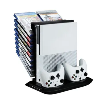 

Disc Storage Box Cooling for XBOX ONE S Stand Gift Black Station Charger Ports Cooling Charging Storage XBOX ONE S Stand Station