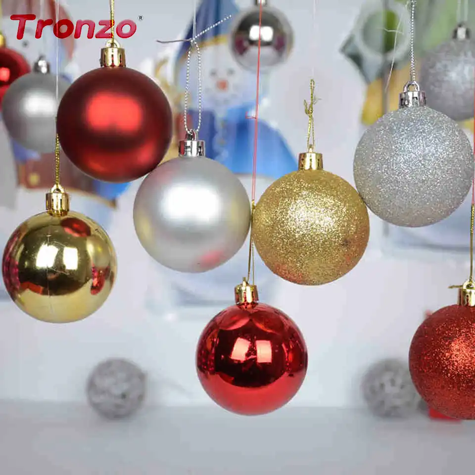 Tronzo Рождественские елочные украшения шары 3 см пластик 24 шт./компл. маленькие цветные шарики Подвески 2019 Navidad новогодние украшения