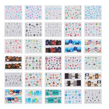

60 Sheets Christmas Snowflake Stickers Santa Claus Party Holiday Festival Manicure Stickers Nail Decals Nail Decoration
