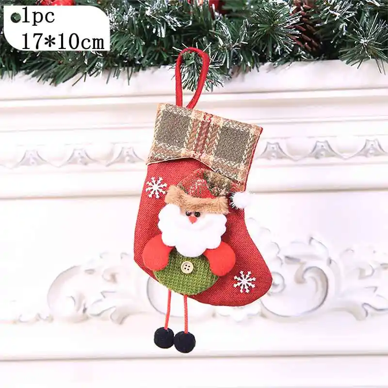 1PC A Мини-носок Санта Клаус Конфеты подарочные сумки носки рождественские чулки Рождественская елка висячие украшения Дети конфеты мешок - Color: 1PC A
