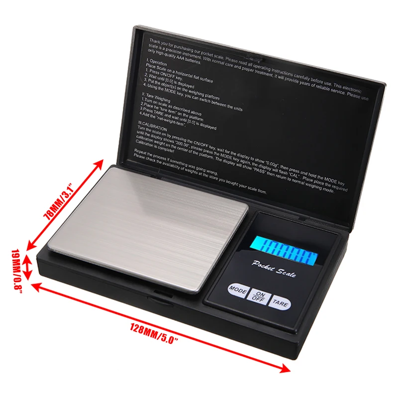LCD Digital Weighing Scale Mini Pocket Stainless Steel Precision Jewelry Electronic Balance Grams Weight For Cooking