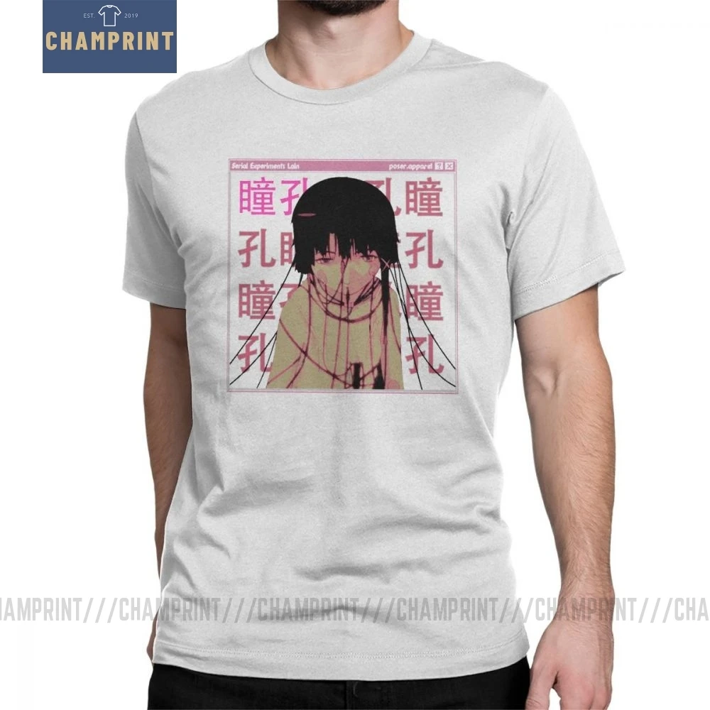 Сераил эксперименты Lain Sad японское аниме Манга футболки мужские короткие Рукава Винтажные футболки Чистый хлопок топы размера плюс футболки