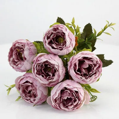 Soft-purple Шелк высокого качества пион искусственный букет невесты пион невесты Свадебные аксессуары, букеты для домашнего магазина Свадебный декор - Цвет: Soft-purple
