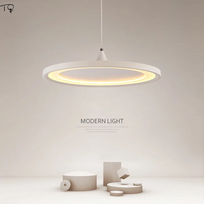 Nordic Minimalist Simple Aluminum Round Led Pendant Lights Designer Modern Lanterns Restaurant Living Room Bedroom Study Cafe