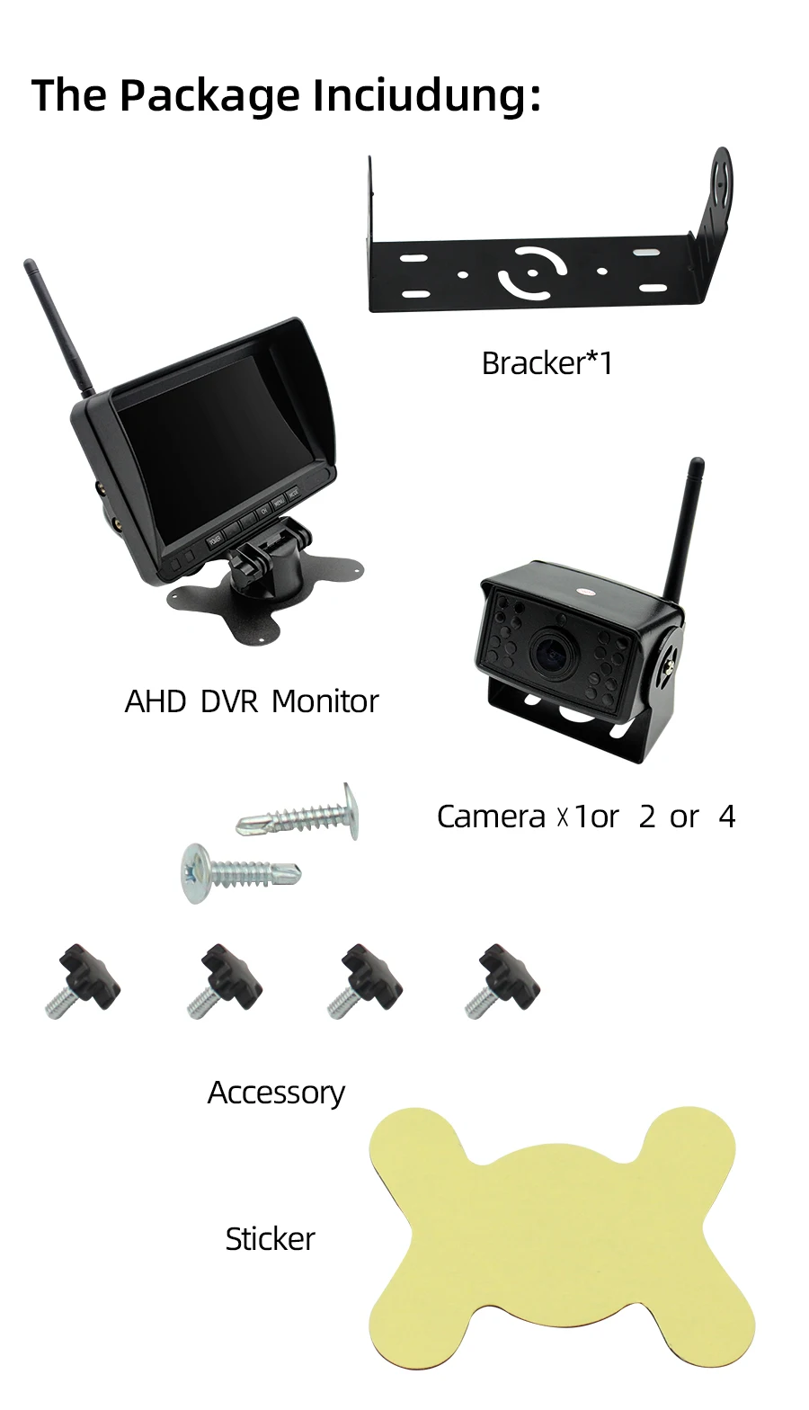 Новая AHD беспроводная камера заднего вида и DVR рекордер мониторинг для грузовика/прицепа/автобуса/RV/пикапа/прицепа