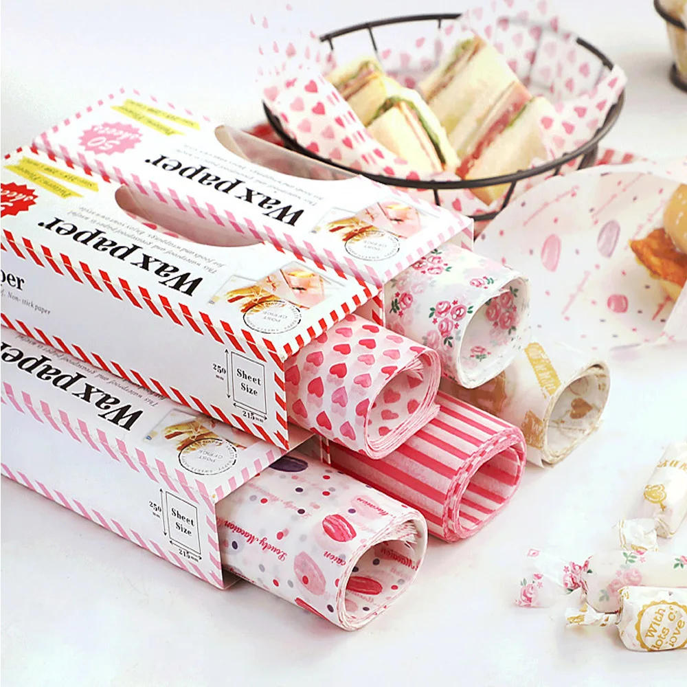 50Pcs//Lot Wax Paper Food Grade Grease Paper Food Wrappers Wrapping Paper For