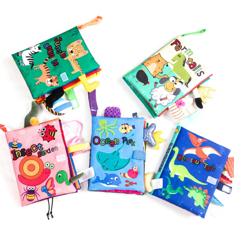 Animal Tail Dinosaur Baby Cloth Book Soft For Kids Learning Quiet Books Activity Book Newborn Early Educational Toys 0-12 Months