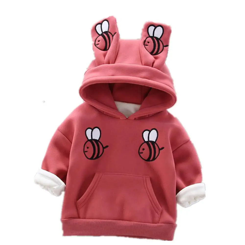  Baby Cute Bee Embroidery Pattern Hooded Sweater Hoodie Top Cloth for Children Kids Winter sweater