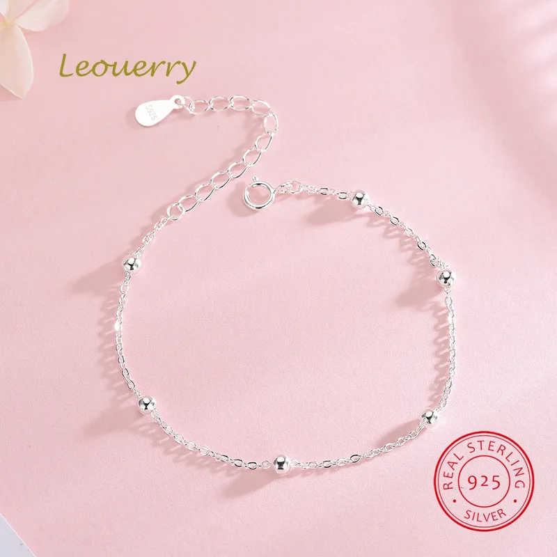 

Leouerry 925 Sterling Silver Short Chian Beaded Bracelet Temperament Elegant Compact Bead Bracelet Women Wild Fashion Jewelry