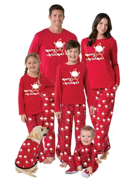 

2020 New Style for Autumn and Winter Christmas Red Parent-Child Printed Christmas Leisure Tops Pajamas Piece