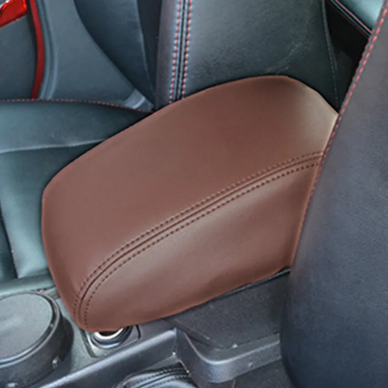 Brown Для Volkswagen VW Tiguan L автомобильный центральный подлокотник чехол для центральной консоли защитный чехол из микрофибры из искусственной кожи - Color Name: Brown