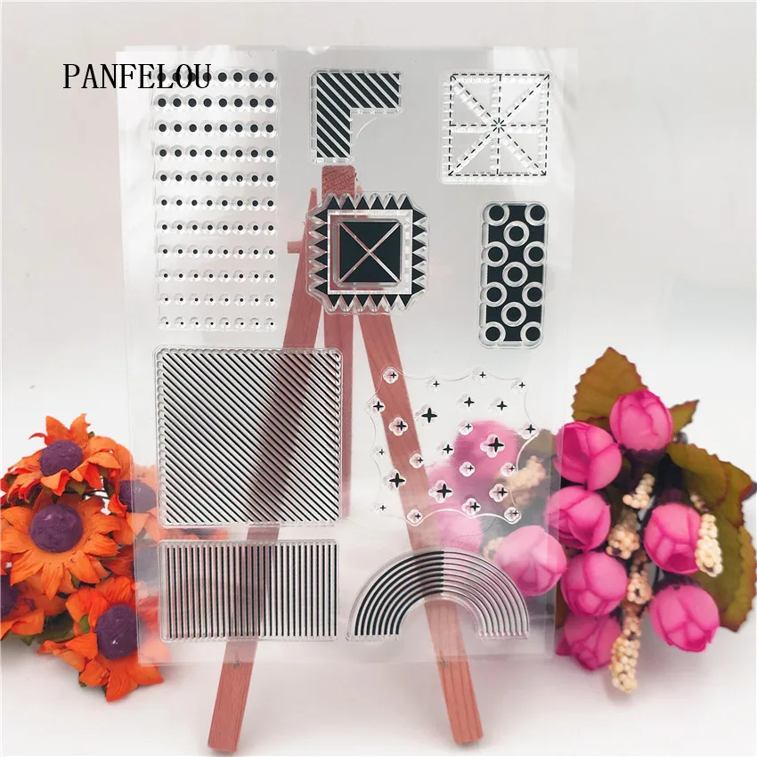 Прозрачный силиконовый штамп PANFELOU 11*16 с фоновой сеткой/печать сделай сам для