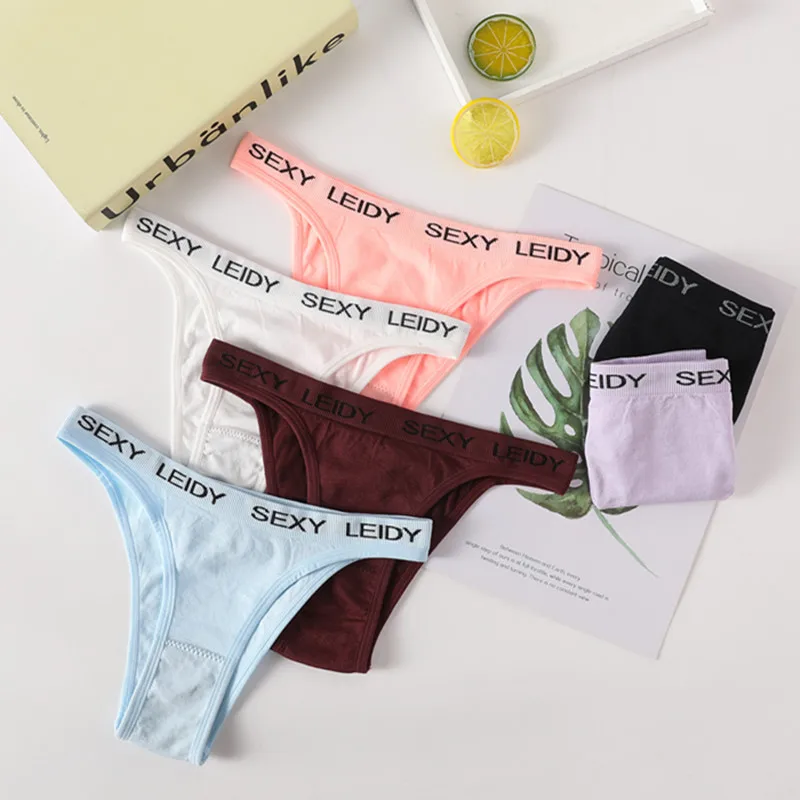 

Women's Underwear Sexy Panties Female Low Waist Elastic Female Panties Soft Lingerie Solid Color Intimate Sexy Thong Briefs