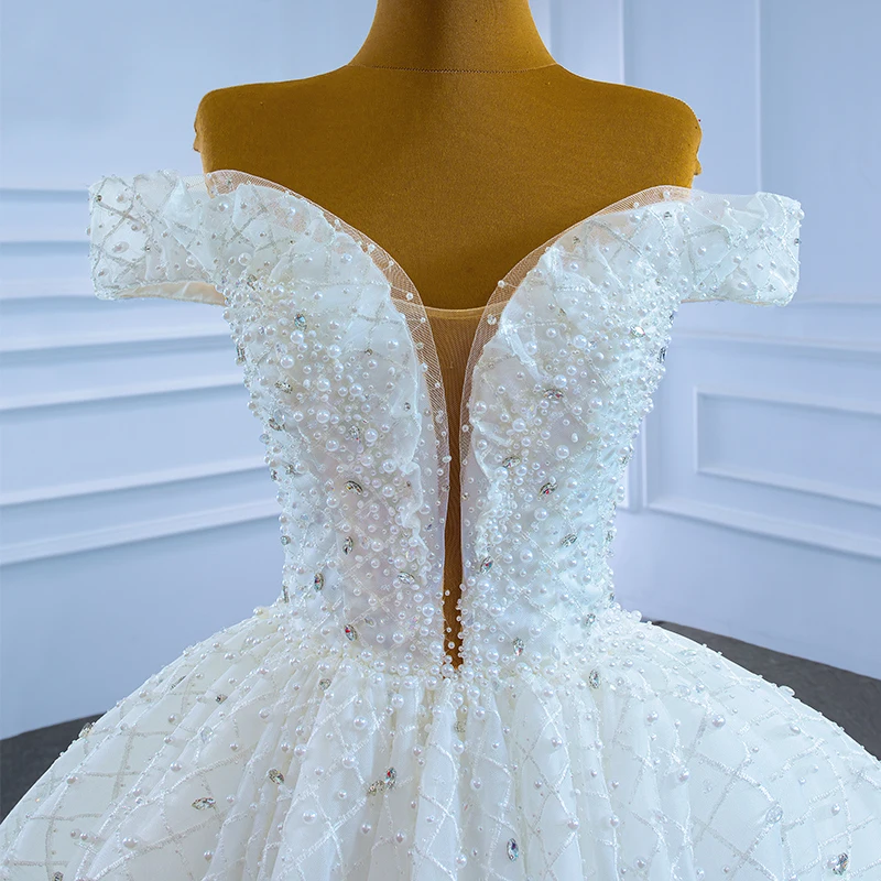 J67262 JANCEMBER White Deep V-neck Wedding Dress 2021 New Grid Transparent Lace Diamond Backless Gown Vestidos Novias Boda 5