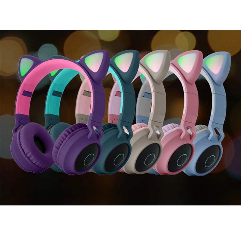 TOPLED Light Cat Ear Headphones Wireless Bluetooth 5 0 Headset Portable Foldable Kids Headphone With Microphone Best gift