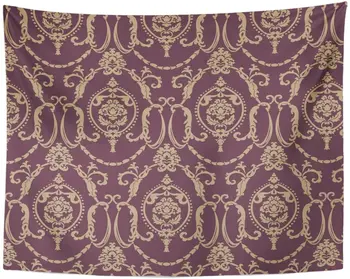 

French Damask Pattern Elegant Luxury Fabrics Red Color Antique Baroque Tapestry Home Decor Wall Hanging for Living Room Bedroom