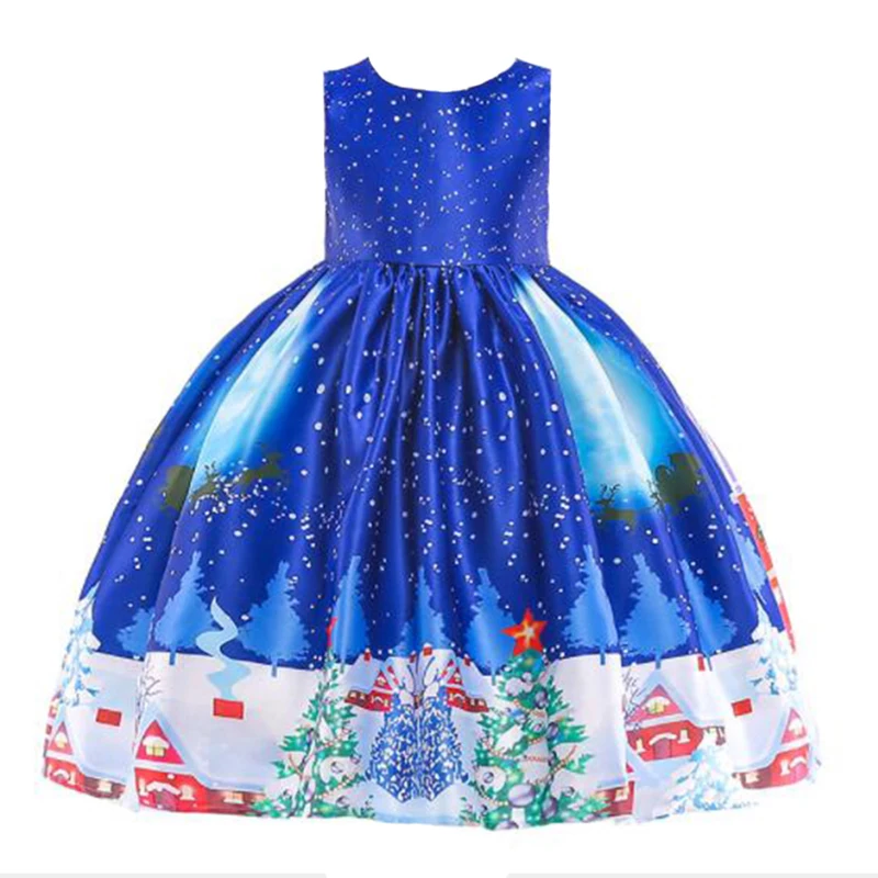 Новогоднее рождественское платье Санта-Клауса для девочек, зимняя Праздничная детская одежда со снеговиком, вечерние костюмы для детей