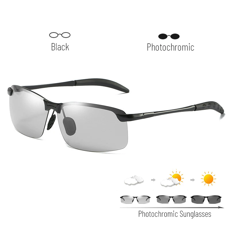 C1 black photo HBK, винтажные спортивные поляризованные солнцезащитные очки, мужские, водонепроницаемые, для вождения, TAC, фотохромные линзы, солнцезащитные очки, весенние, сплав, дужки, УФ очки - Цвет линз: C1 black photo