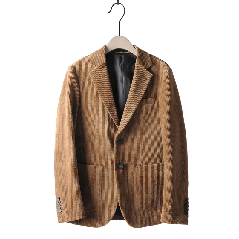 Blazers Men's Suit Jackets Hombre Corduroy Men's Jacket Masculino Slim Fit Groom's Clothes Smart Casual Mens Clothes MOOWNUC