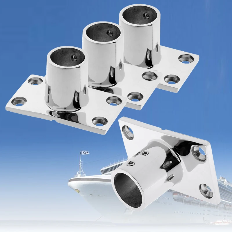 4x 316 Stainless Steel Boat Deck Hand Rail Fitting Rectangular Base 90