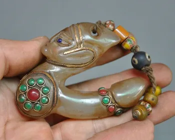 

wedding decoration Tibetan buddhism agate Inlay gem Carved Hongshan Culture people genitals Pendant