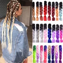Омбре косички Джамбо косы для наращивания волос для женщин синтетический крючком Радуга Джамбо косички волос