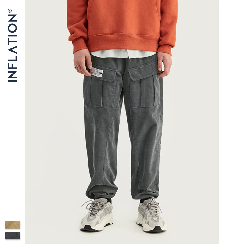 

2019 Collection Men Casual Corduroy Jogger Pants Men Loose Fit Corduroy Overalls Solid Color Casual Men Pants 93319W