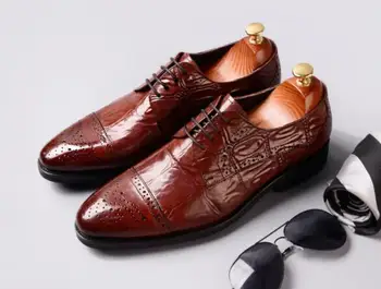 

Bullock 3 colour Men carved Oxfords Genuine Leather Formal dress Shoes For Man NEW lace up Business Office shoes