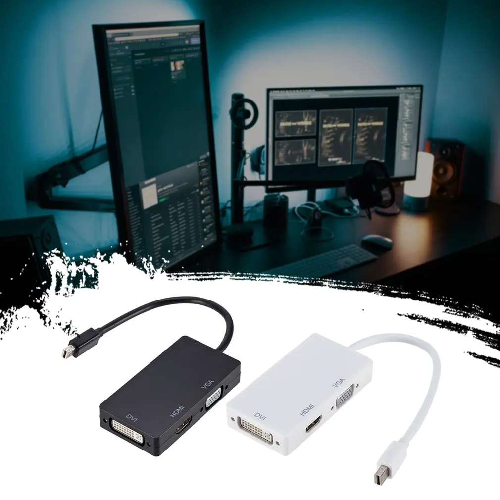 3 в 1 мини дисплей порт DP Thunderbolt к DVI адаптер VGA HDMI для Apple MacBook черный белый аксессуары