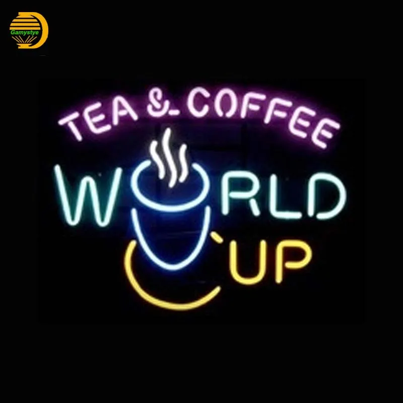 WORLD COP чайный кофе неоновые световые вывески стеклянная трубка Неоновая лампа для