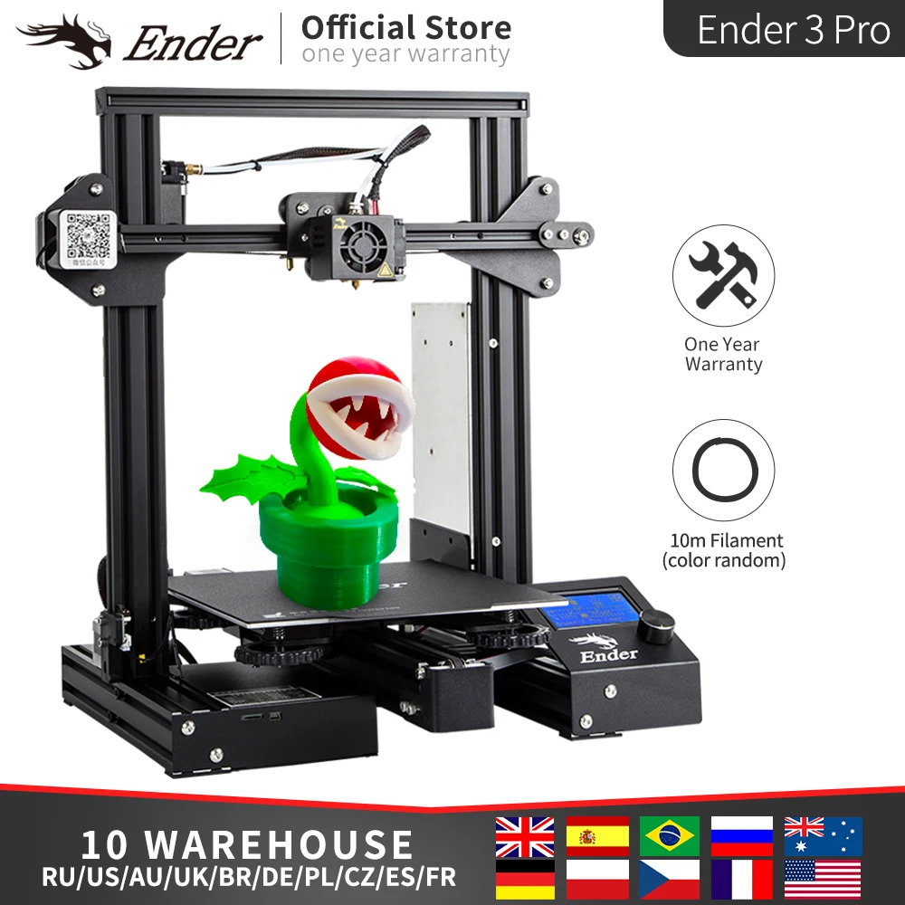 Creality 3D Ender-3 Pro Printer Resume Off Cmagnet Build Plate Large Print Size MW Supply Ender 3Prox