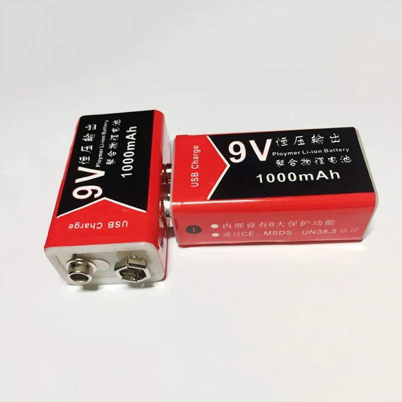 USB зарядка 9 в 1000 мАч литий-ионная батарея USB перезаряжаемая батарея 9 В литиевая для мультиметра микрофона игрушка дистанционное управление KTV использование