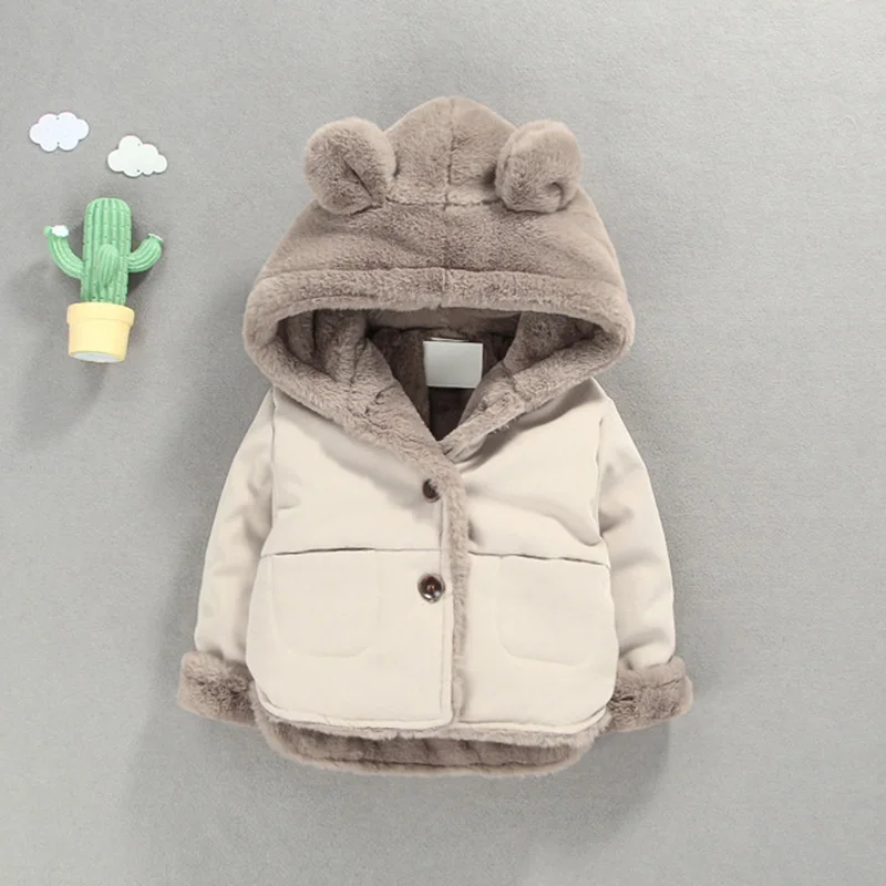 AX1332 Brown Bear Leader/Детская куртка; новые зимние пальто для мальчиков; плотное хлопковое пальто для малышей; милый теплый детский костюм с капюшоном и рисунком; одежда для детей - Цвет: AX1332 Brown