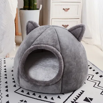 

Cat Kennel Semi-closed Warm Kennel Winter Plus Velvet Deep Sleep Pet Bed Soft Warm luxary dog beds for small dogs
