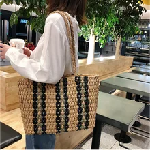 Клатч, женская летняя пляжная сумка, соломенная большая Плетеная соломенная сумка на молнии, повседневная большая сумка на плечо, женская сумка-тоут с цветами