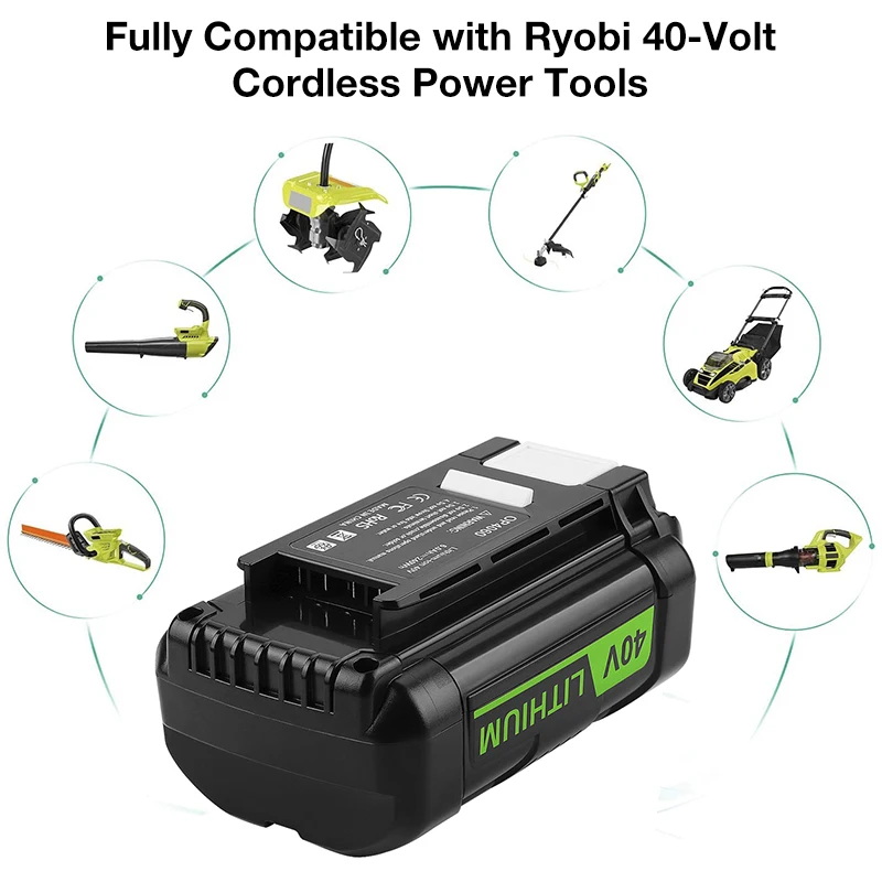 Starter Baterai Lithium 6,0ah 40V untuk Baterai Ryobi 40V OP4030