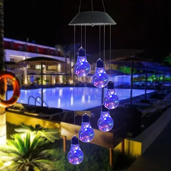 

48LED Solar Energy Powered Wind Chime Lights Copper Wire Hanging Bulb Lamps Garden Courtyard Decorative Ornaments