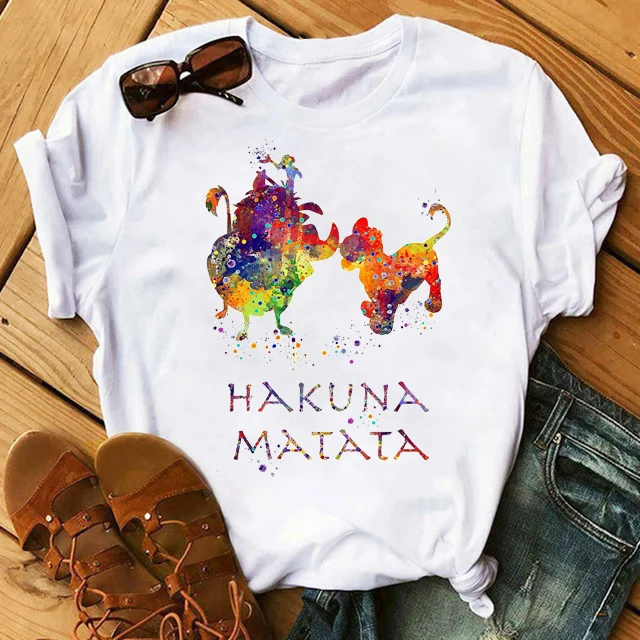 Женская футболка Harajuku Ullzang The Lion King Kawaii, забавная футболка, женская летняя футболка, модный топ, футболка с рисунком, женская футболка - Цвет: W300-White