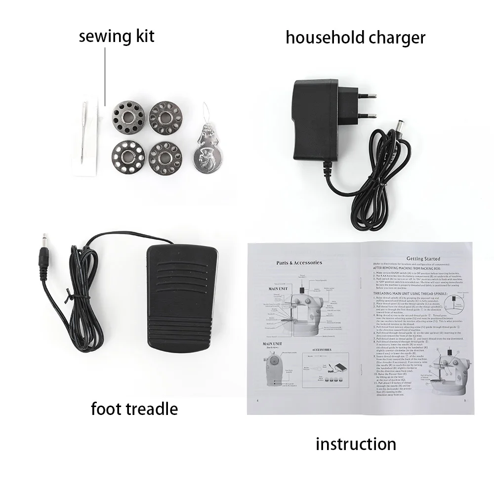Portable Sewing Machine Cordless Mini Handheld Electric Sewing Machine Quick Crafting Mending Machine with Foot Pedal