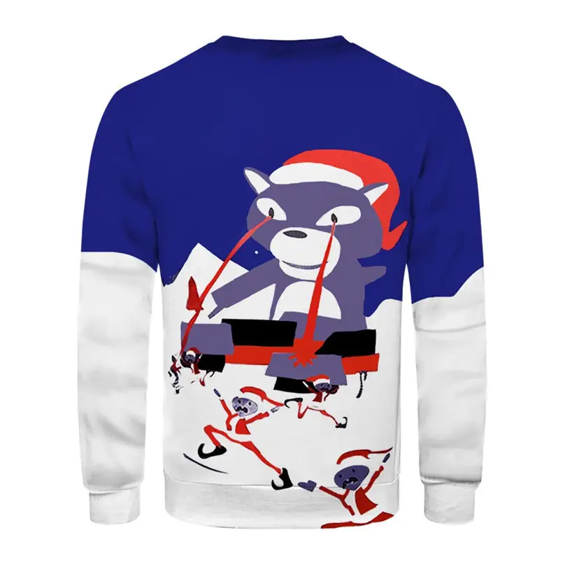 Christmas Couple's 3-D Printed Men and Women Tops Cotton Long-sleeved T Shirt Round Collar Christmas Blouse Casual Tee 4S13 (27)