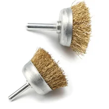 2 шт./компл. 6 мм хвостовик сверла угловая шлифовальная машина проволока щетина щетки колеса гофрированный латунный чистящее средство для удаления ржавчины ручной инструмент