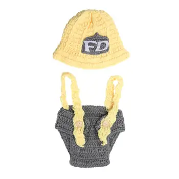 

Newborn Photography Props Baby Girl Prop Photo Crochet Knit Costume Knitted Baby Suspender Pants Hat