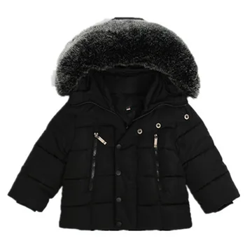 

New Autumn winter baby boy girl jacket fashion pure color thick outerwear kids coats warm jackets with fur collar for children