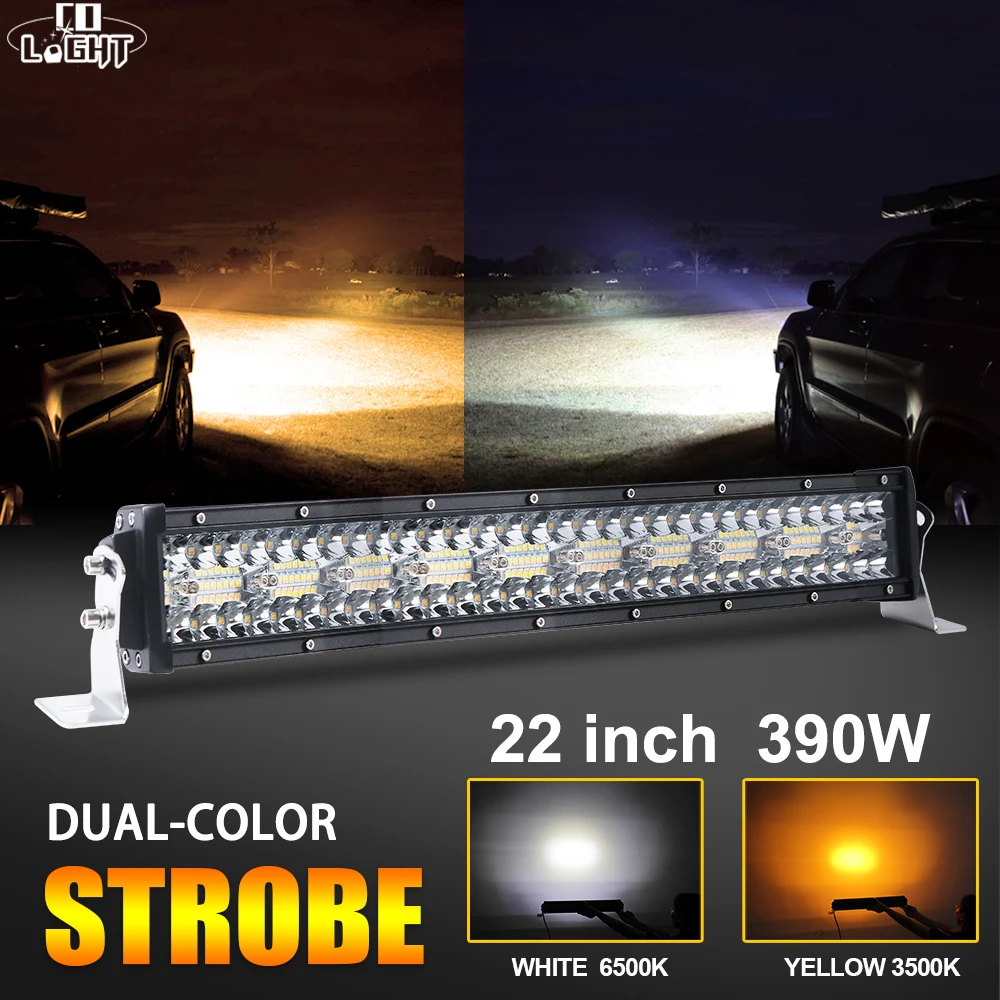 

CO LIGHT 12D 22inch Offroad Light Bar Dual Color 390W Led Work Light 12V Combo Beam 4x4 Led Bar 24V for Jeep Tractor Trucks Boat