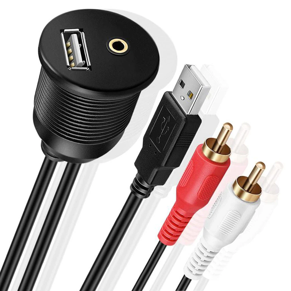 AUX удлинитель папа-мама кабель Dash флеш-крепление USB a-тип/RCA порт 3,5 мм для автомобиля грузовика