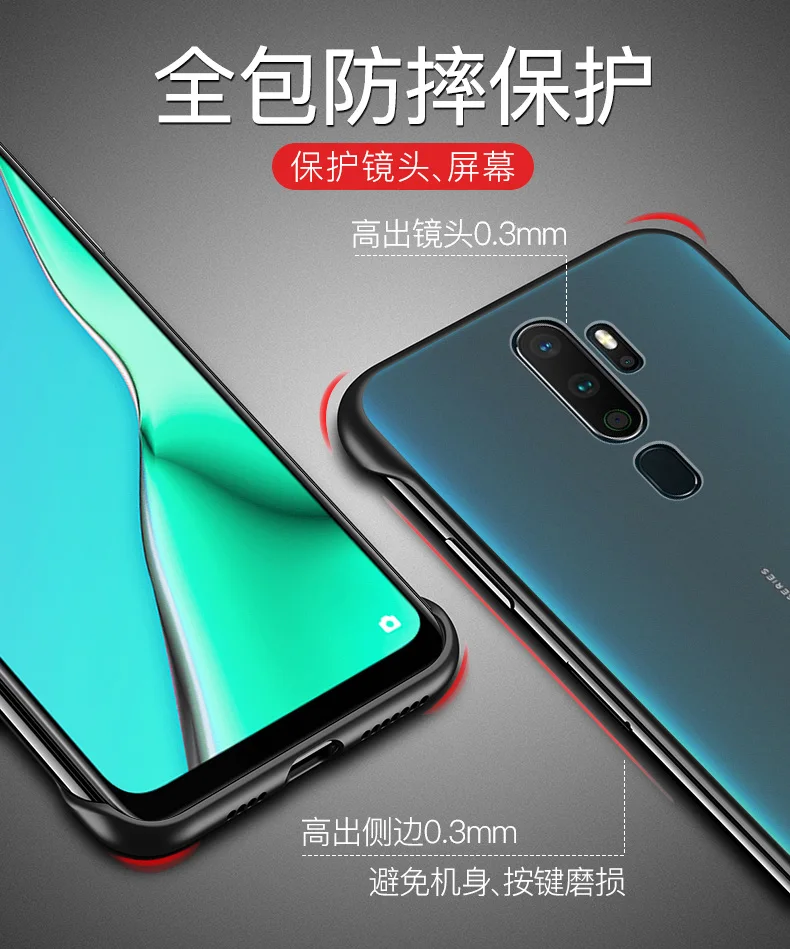 Для oppo A9 2020 чехол жесткий матовый прозрачный тонкий с кольцом защитный на заднюю